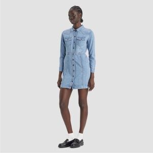 NWT Levi's Dress Denim Long Sleeve Flynn Western Dress Ringing Bells Size XSmall